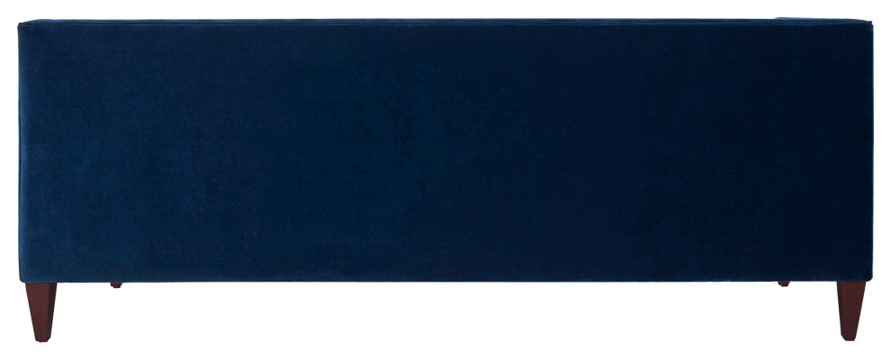 Jack 84" Modern Tuxedo Tufted Sofa, Navy Blue Velvet