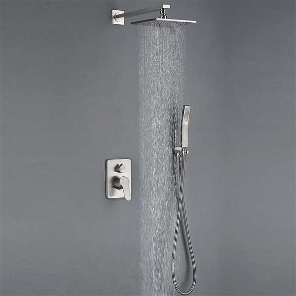 FontanaShowers Single Handle Thermostatic Valve Brushed Nickel Wall Mount Shower