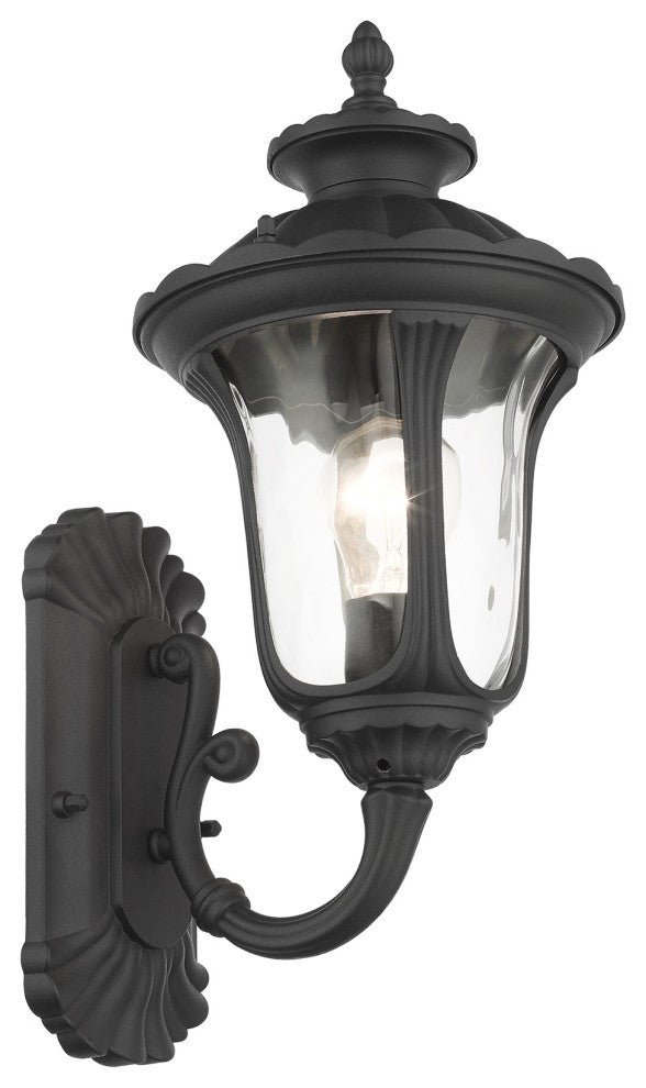 Textured Black Traditional, Victorian, Sculptural, Outdoor Wall Lantern