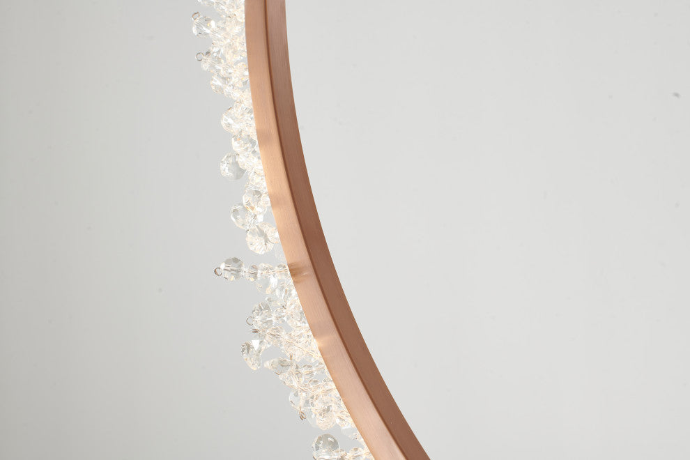 Gold Metal LED Chandelier With Clear Crystals