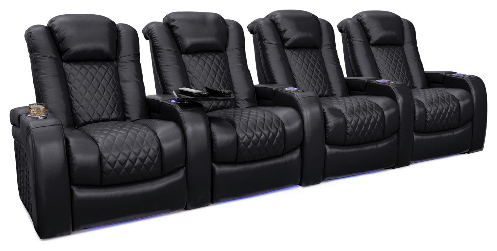 Seatcraft Capricorn Home Theater Seating, Black, Row of 4