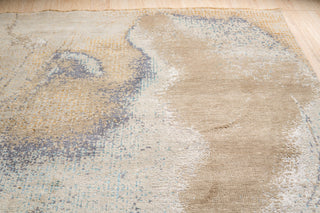 Hand-Knotted Wool Gray Silver Transitional Abstract Traditional Knot Rug, 7'10 X 10'