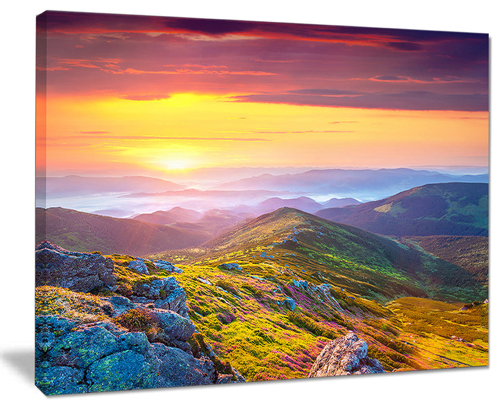 "Rhododendron Flowers in Colorful Hills" Landscape Photo Art, 20"x12"