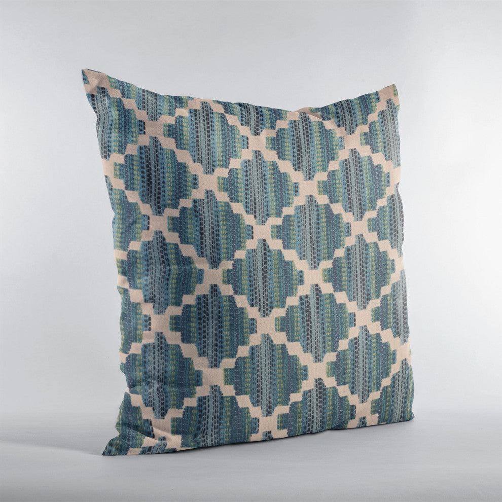 Plutus Blue Zig Zag Cut Diamond Luxury Throw Pillow, 26"x26"