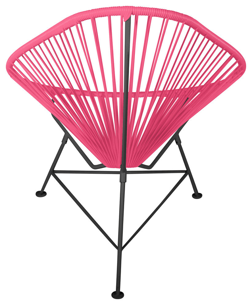Junior Indoor/Outdoor Handmade Acapulco Chair, Pink Weave, Black Frame