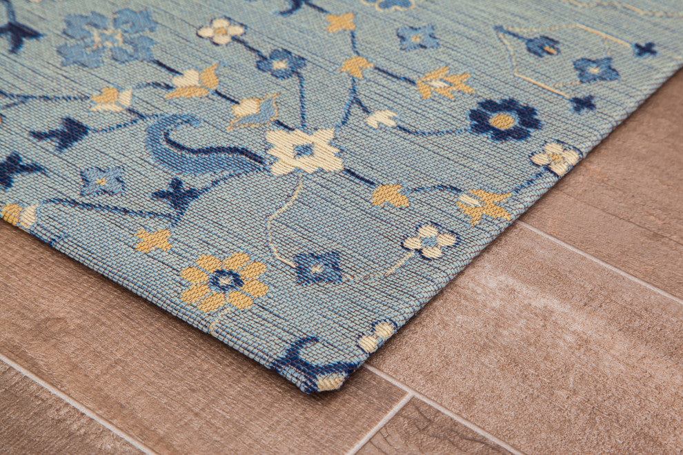 Tabrix Blue and Beige Rug'd Chairmat, 40"x54", .25" Pile Height