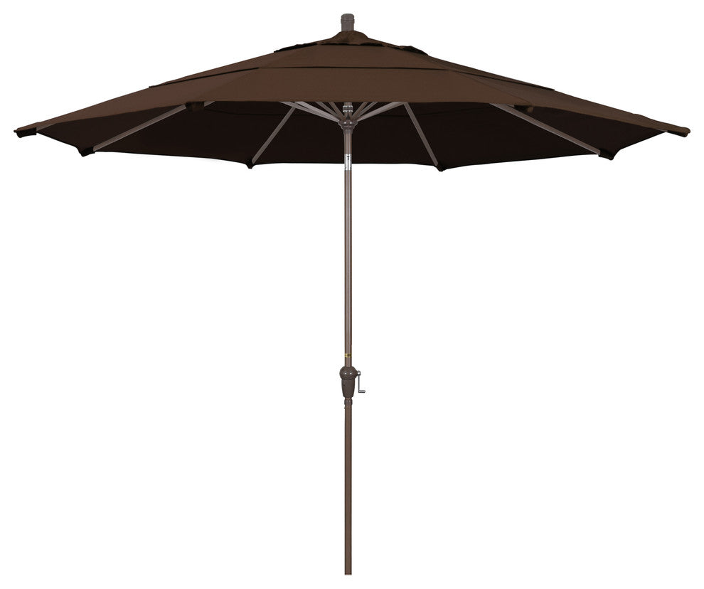 11' Champagne Auto-Tilt Crank Aluminum Umbrella, Mocha Pacifica