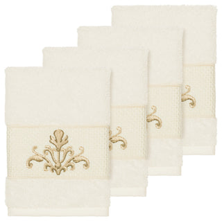 Scarlet 4-Piece Embellished Washcloth Set, Cream