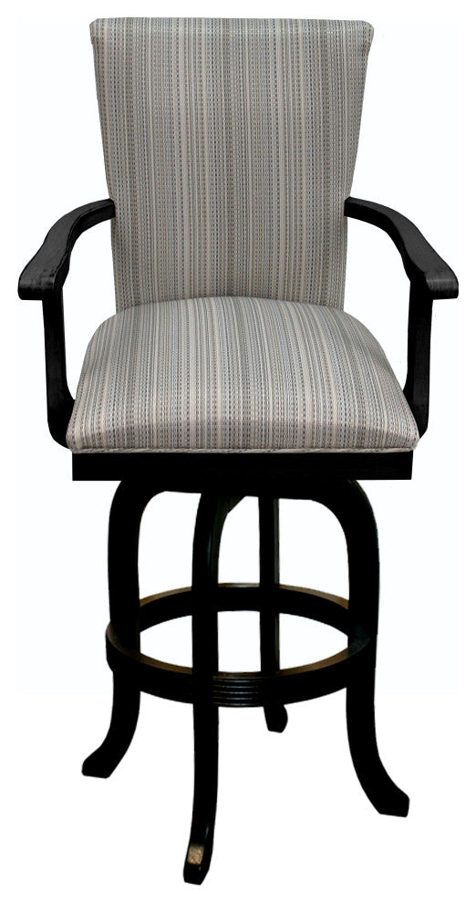 Swivel Wood 26" or 30" Bar Stool 700 Melina Base, Natural Fun - Black, 30"