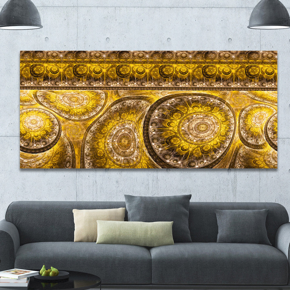 Golden Extraterrestrial Life Cells, Large Floral Canvas Art Print, 60"x28"