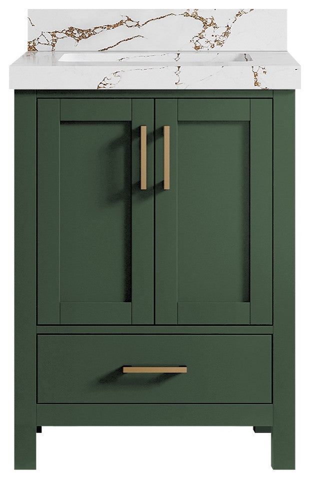 Malibu 24" Single Sink Bath Vanity in Lafayette Green 2" Viola Brown