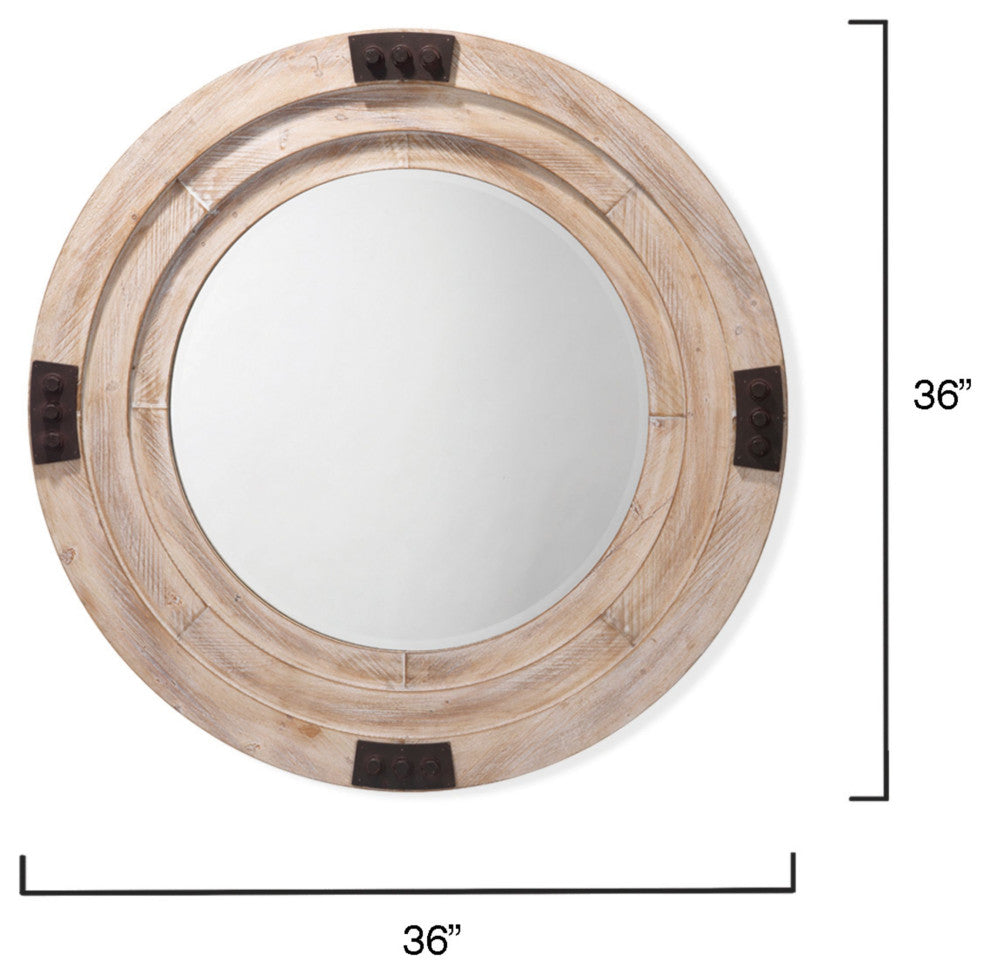 Foreman Wood Mirror, White Washed