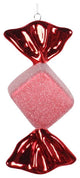 7" Candy Ornament Pink Square With Red Ends, 2-Pack