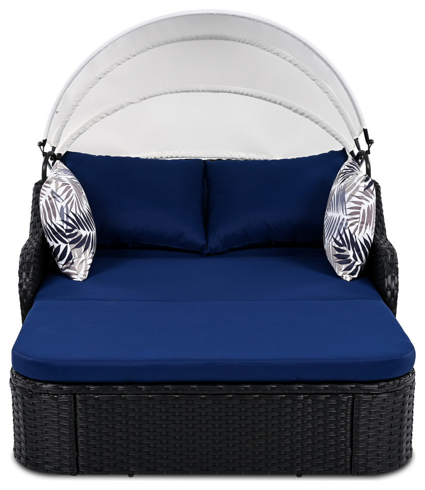 TATEUS 79.9" Outdoor Sunbed , Black+blue