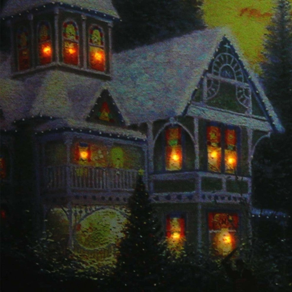 LED Lighted "Victorian Christmas at Sunset" Canvas Wall Art, 15.75"x19.5"