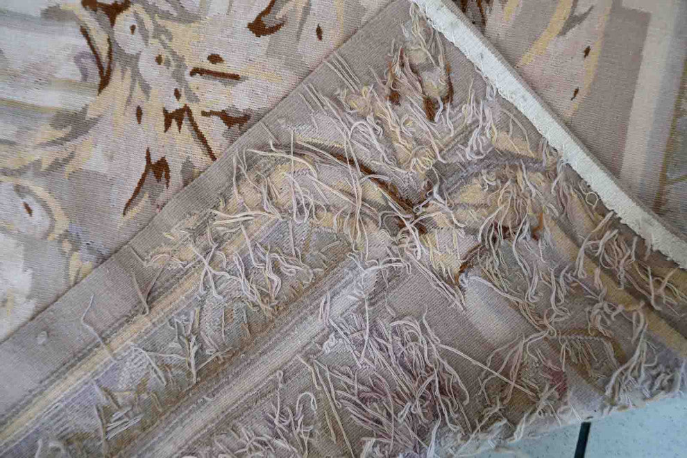 Handmade Vintage French Aubusson Rug 8.7'x12.2', 267cmx373cm 1970s