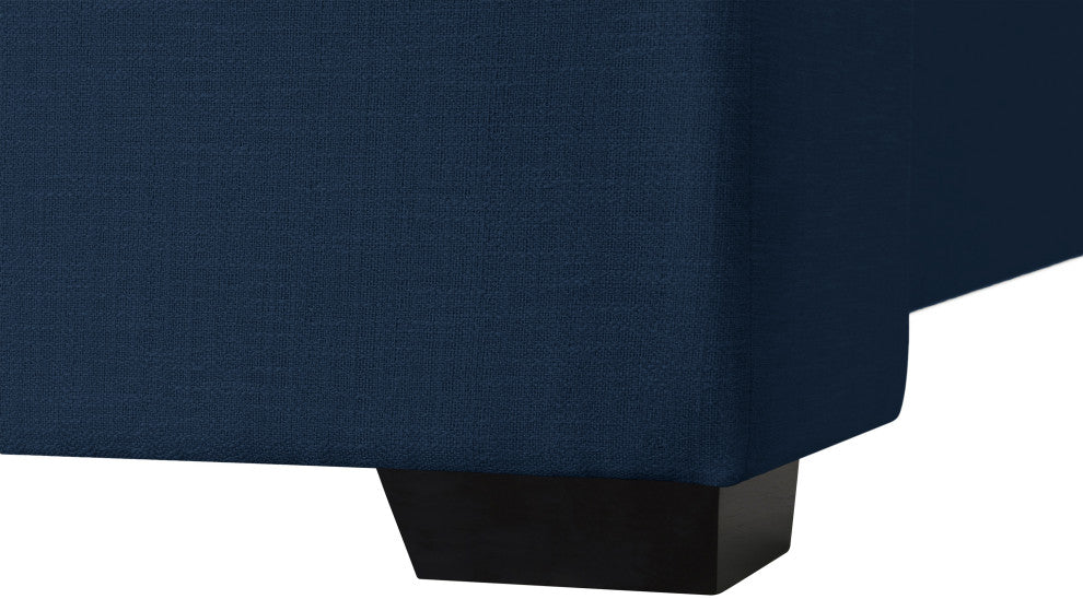 Oxford Linen Textured Fabric Upholstered Bed, Navy, Twin
