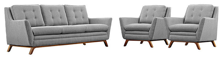 Modern Expectation Gray Beguile 3 Piece Upholstered Fabric Living Room Set