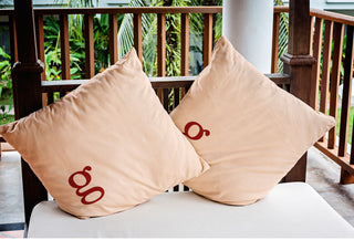 18" x 18" Modern Monogram Indoor/Outdoor Polyester Throw Pillow, Maple Red