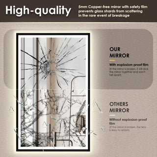 Apollo Anti-Fog Dimmable Vanity, LED Lighted Wall Mirror, Matte Black, 48"