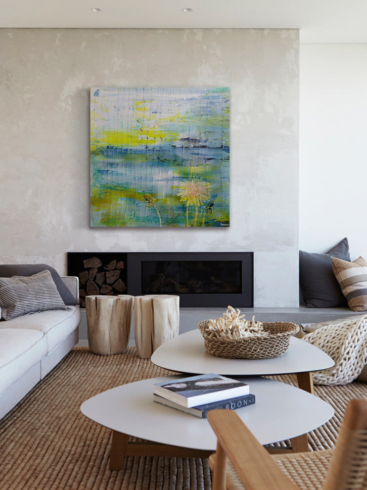 "Water Blooms" Painting Print on Wrapped Canvas, 48"x48"