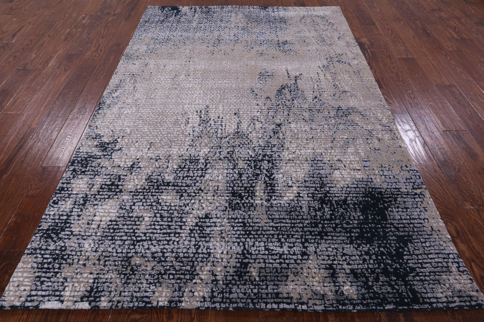 Wool and Silk Modern Handmade Rug 5' 6" X 8' 1" Q7139