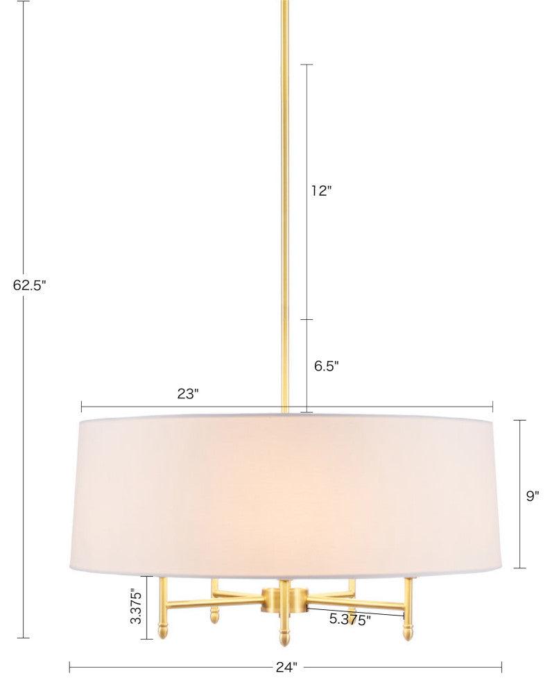 Hampton Hill 5-Light Dimmable Adjustable Height Chandelier, Gold/White
