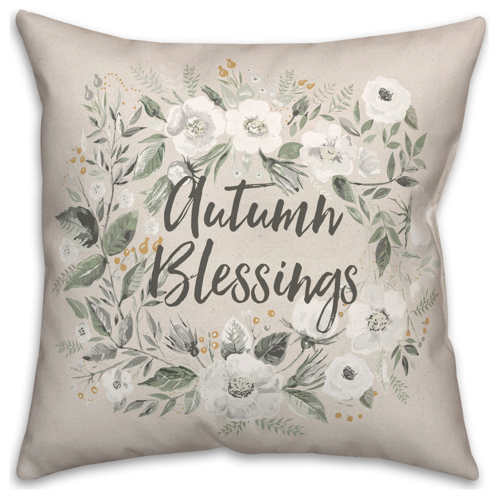 Floral Wreath Blessings 18x18 Spun Poly Pillow