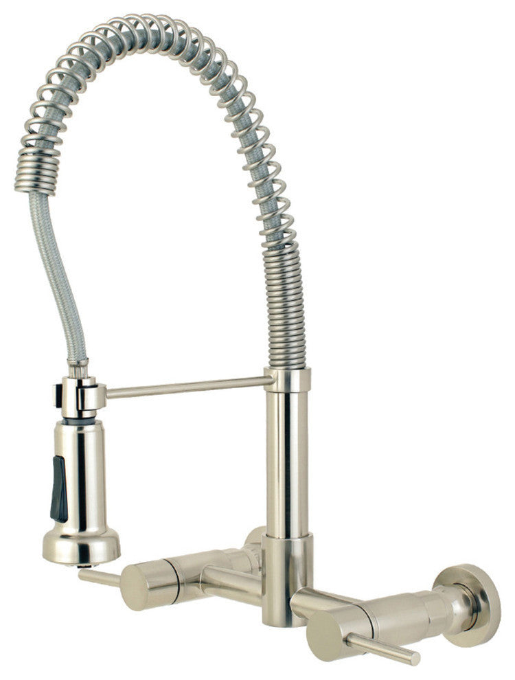 Gourmetier Concord 2-Handle Wall Mount Pull-Down Kitchen Faucet, Brushed Nickel