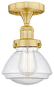 Olean-1 Light 7" Semi-Flush Mount-Satin Gold, Seedy Glass Shade