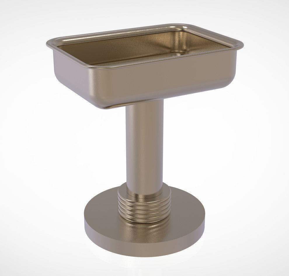 Vanity Top Soap Dish with Groovy Accents, Antique Pewter