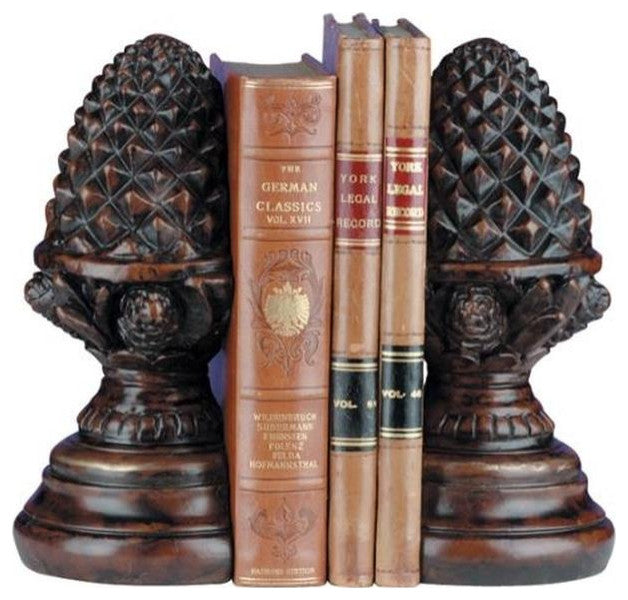 Traditional Southern Pinecone Resin Bookends