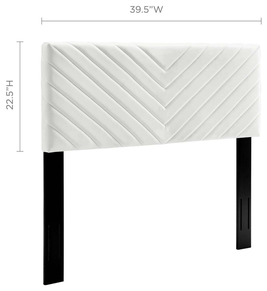 Tufted Headboard, Twin Size, Velvet, White, Modern Contemporary, Bedroom Master