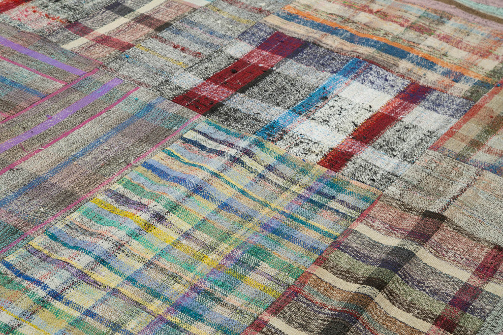 Rug N Carpet - Handmade Oriental 8' 8'' x 11' 8'' Rustic Patchwork Kilim Rug