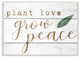 Plant Love Grow Peace Green Leaf Planked Look Oversized Wall Plaque Art, 13"x19"
