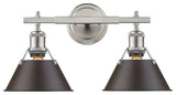 Golden Orwell 2 Light Bath Vanity, Pewter, Rubbed Bronze Shade