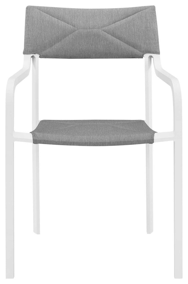 Raleigh Stackable Outdoor Patio Aluminum Dining Armchair, White Gray