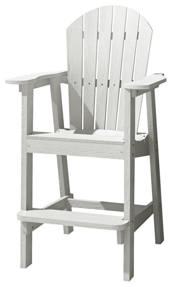 Rustic Adirondack Chairs Outdoor BarStools with Hight Back Design, White