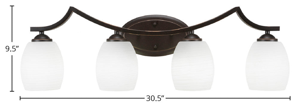 Zilo 4 Light Bath Bar, Dark Granite Finish, 5" White Linen Glass