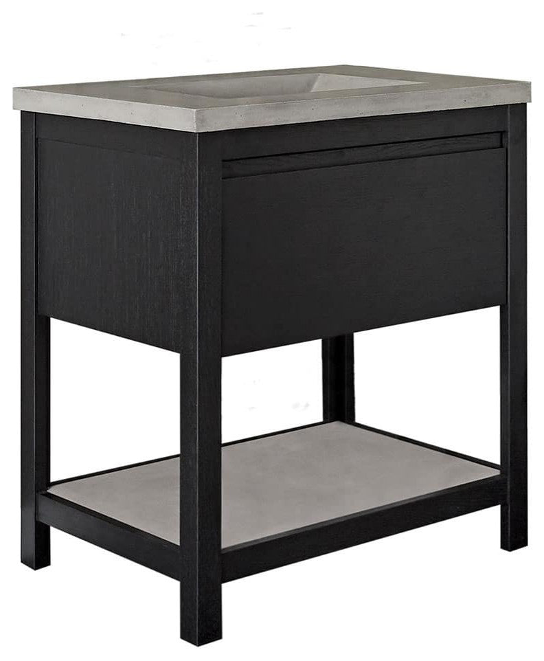 Solace Vanity with Ash Concrete Shelf, Base Only, Midnight, 30"