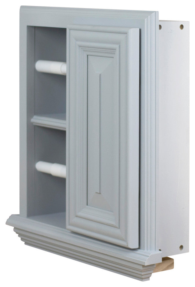 Hyacinth Wood Recessed Double Toilet Paper Holder With Cabinet 14x16.25, Primed Gray