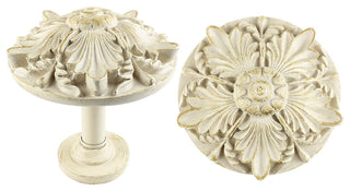 Large Brittany Drapery Holdback Medallion, Gilded French White