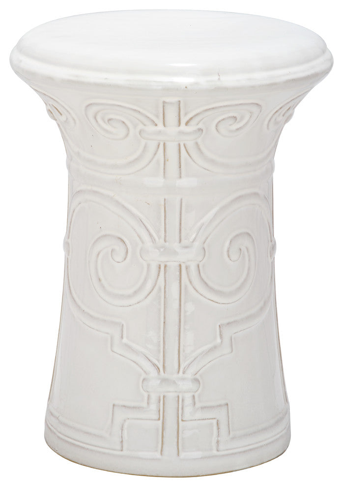 Safavieh Imperial Scroll Garden Stool, White