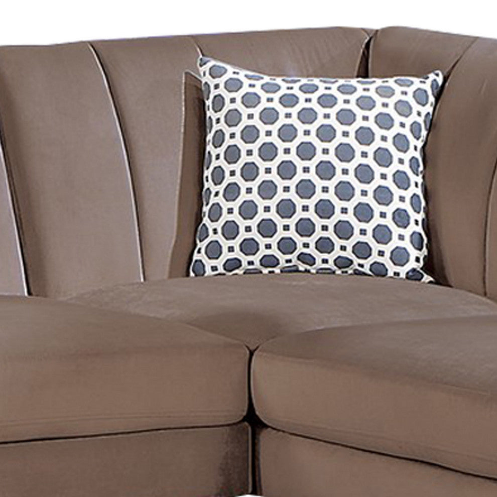 Benzara BM286295 Sectional Sofa Set, Chaise Lounger, Tufted Velvet, Brown