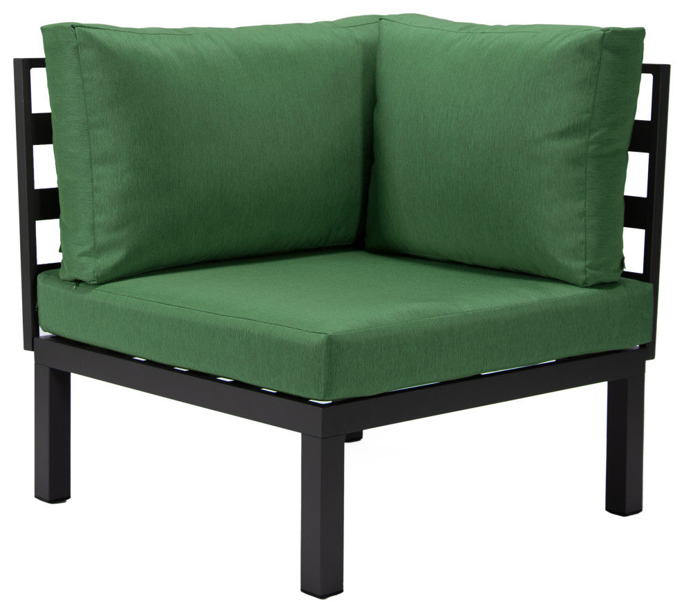 LeisureMod Hamilton 6-Piece Modular Patio Sectional Set With Cushion, Green