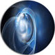 Fractal Lighting In Dark Blue, Abstract Digital Round Wall Art, 11"