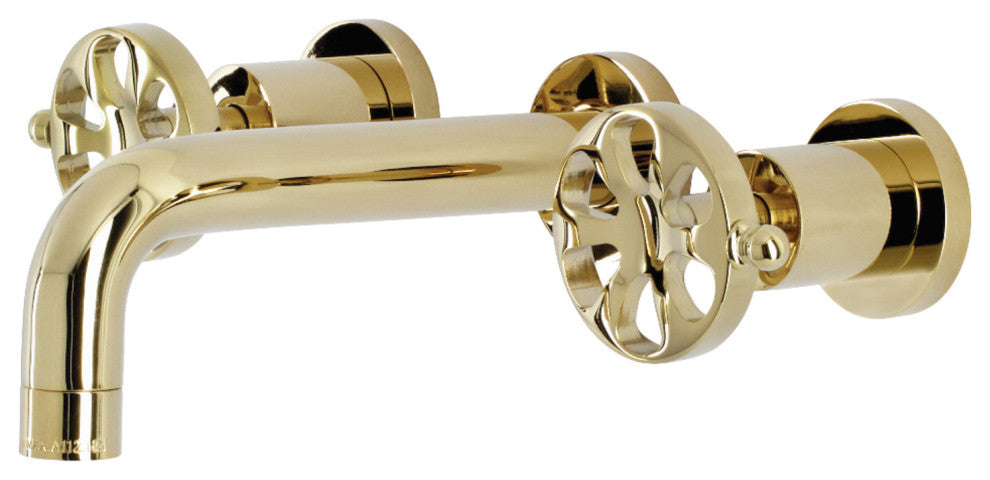 KS8122RX Belknap Two-Handle Wall Mount Bathroom Faucet, Polished Brass