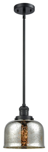 Large Bell 1-Light LED Pendant, Matte Black, Glass: Silver Mercury