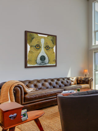 "Welsh Corgi" Framed Painting Print, 12"x12"
