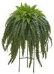 44" Boston Fern Artificial Plant, Stand Black Planter